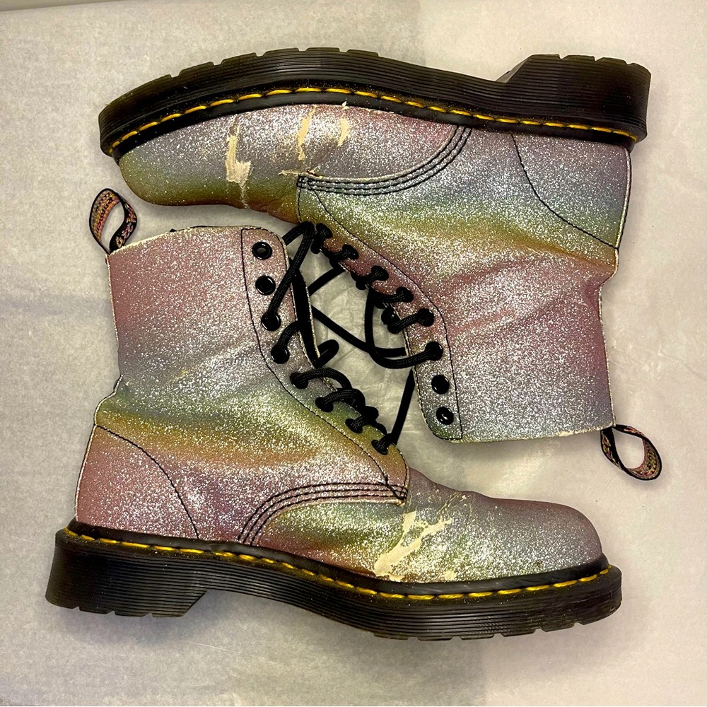 Glitter Dr. Martens 1460 Pascal Combat Boots, 8.5